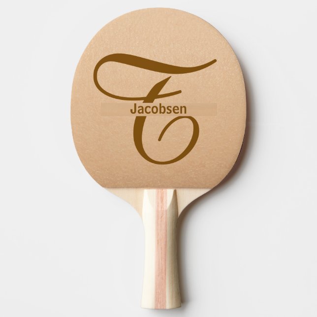 Leather Background Tan Table Tennis Custom Name  Pingisracket (Framsidan)