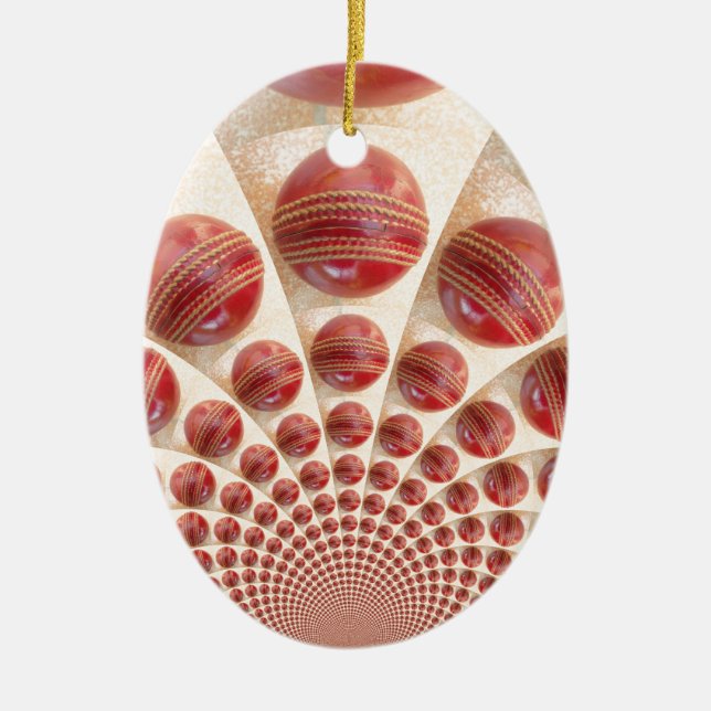 Leather Boll Rhythm Cricket Bollar: Rhythmic Array Julgransprydnad Keramik (Framsidan)