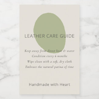 Leather Care Guide Sage Artisan 2x3 Custom Label Vinetikett