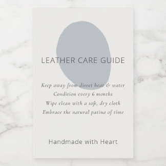 Leather Care Guide Slate Artisan 2x3 Custom Label Vinetikett