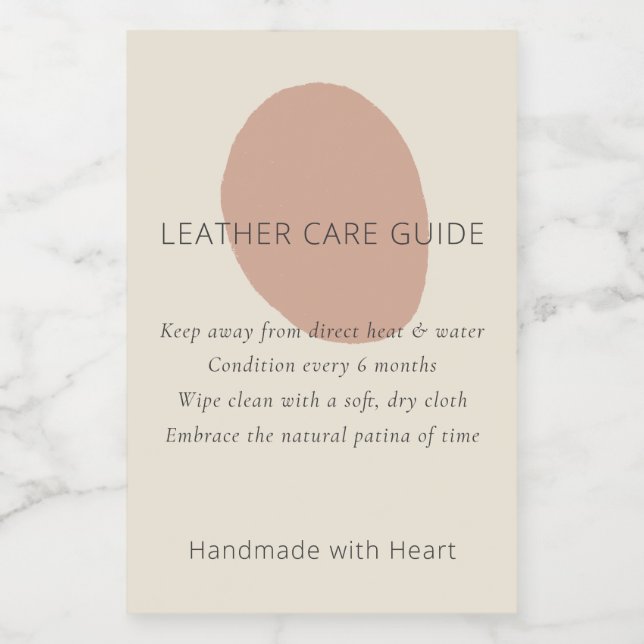 Leather Care Guide Terracotta Artisan Custom Label Vinetikett (Enkel etikett)