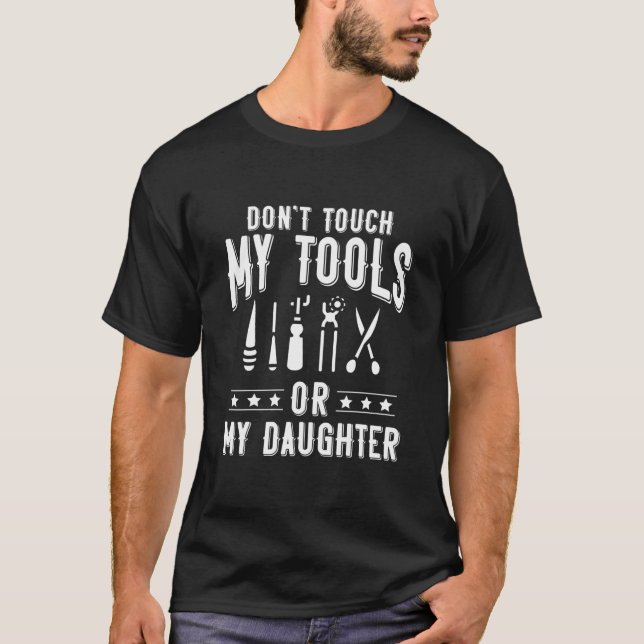 Leather Crafting Leatherworking Dad Don't Touch T Shirt (Framsida)