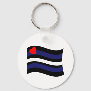 LEATHER FLAGGA WAVING NYCKELRING