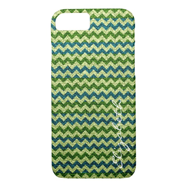 Leather Grönt Mint Chevron Rand Mönster Case-Mate iPhone Skal (Baksida)