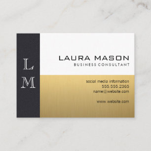 Leather Guld White Visitkort