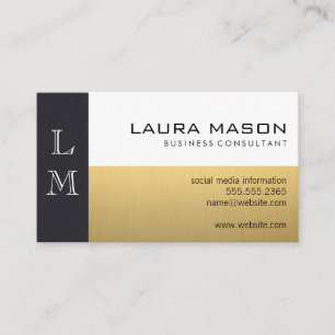 Leather Guld White Visitkort