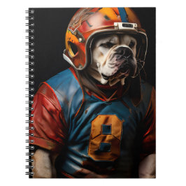 Leather Helmet American Bulldog Football Player Anteckningsbok
