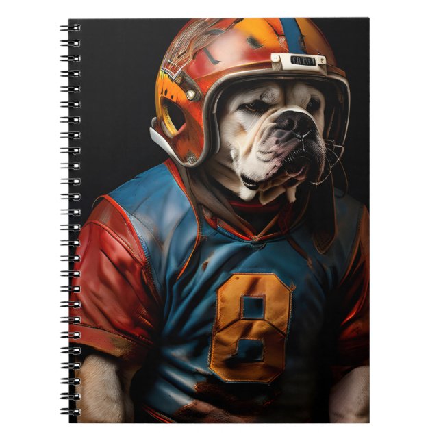 Leather Helmet American Bulldog Football Player Anteckningsbok (Framsidan)