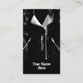 Leather Jacka White affärskort Black porträtt Visitkort