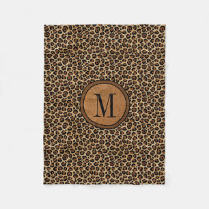 Leather Leopard Vintage Modern Boho Chic Monogram Fleecefilt