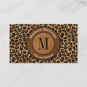 Leather Leopard Vintage Modern Boho Chic Monogram Visitkort