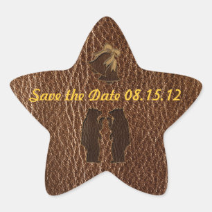 Leather-look Bröllop Stjärnformat Klistermärke
