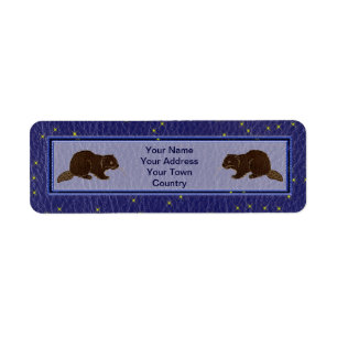 Leather-look Native American Zodiac Beaver Returadress Etikett