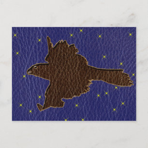 Leather-look Native American Zodiac Falcon Vykort