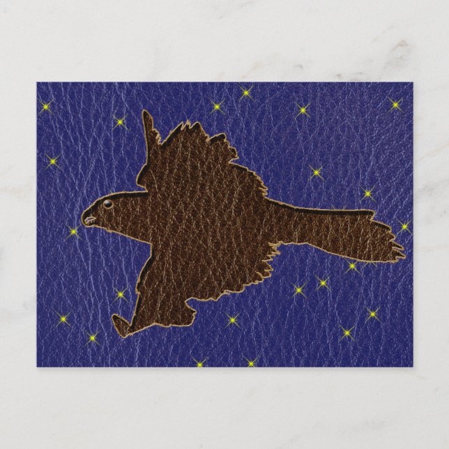 Leather-look Native American Zodiac Falcon Vykort (Framsida)