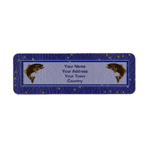 Leather-look Native American Zodiac Salmon Returadress Etikett
