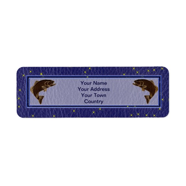 Leather-look Native American Zodiac Salmon Returadress Etikett (Framsidan)