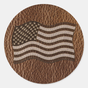 Leather-look USA flagga Runt Klistermärke