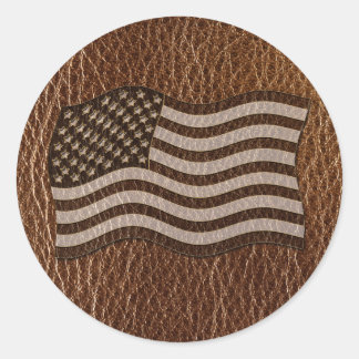 Leather-look USA flagga Runt Klistermärke