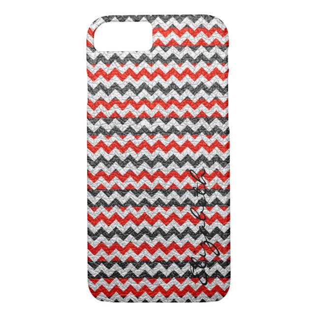 Leather Red Chevron Rand Mönster Case-Mate iPhone Skal (Baksida)