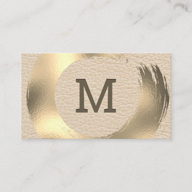 Leather Struktur | Guld Brushed Visitkort (Framsida)