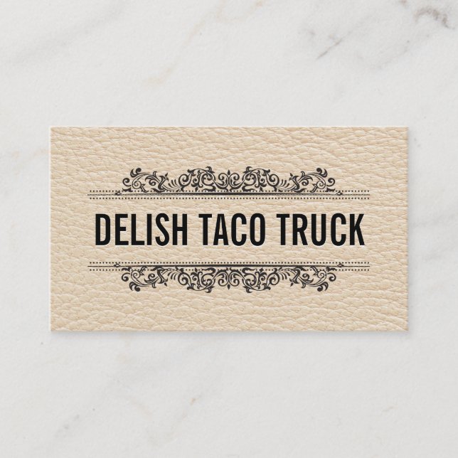 Leather Struktur | Ornate Inslag Visitkort (Framsida)