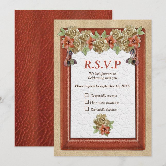 Leather & Suede Struktur Art OSA Inbjudningar (Fram/baksida)