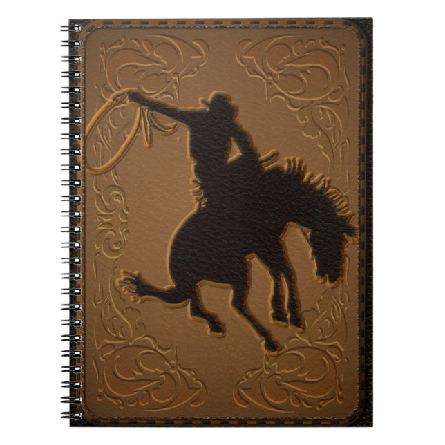 Leather Western Vilda western Rustic Land Cowboy Anteckningsbok (Framsidan)