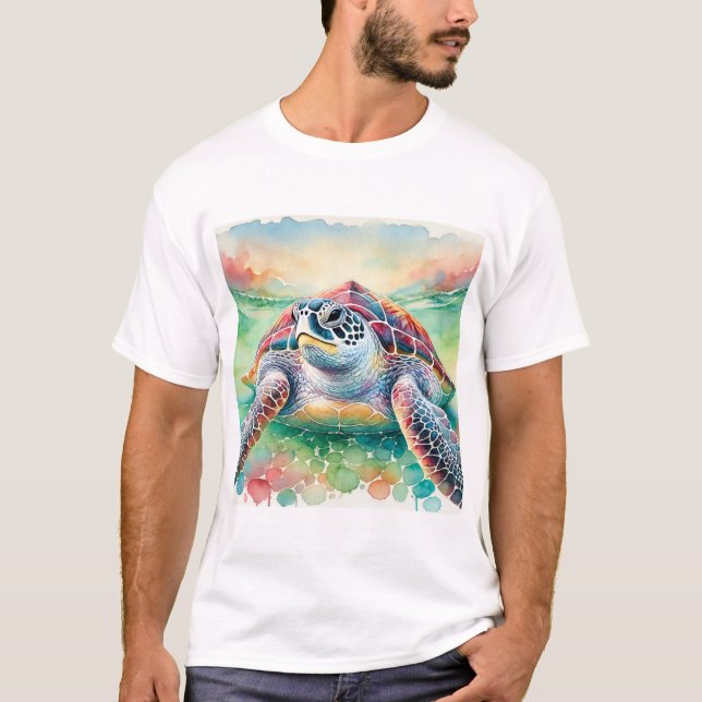 Leatherback Turtle 240824AREF102 - Watercolor T Shirt (Framsida)