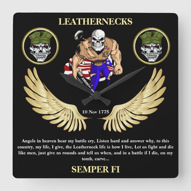 LEATHERNECKS FYRKANTIG KLOCKA (Framsida)