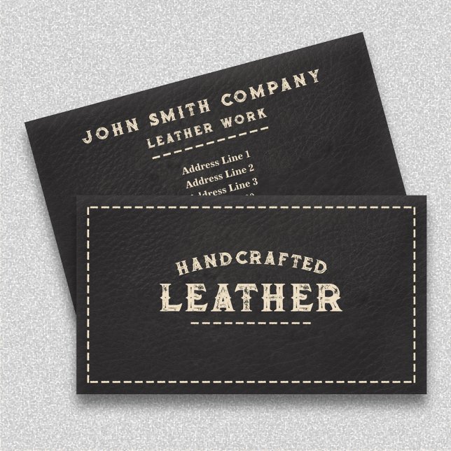 Leatherworking Crateur Black Visitkort (Leatherworker Craftsman Black Business Card)