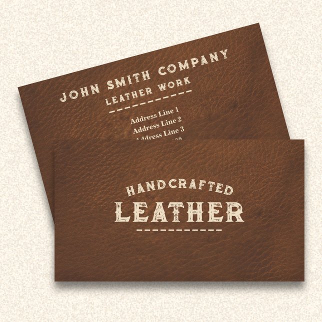 Leatherworking Crateur Brown Visitkort (Leatherworker Craftsman Brown Business Card)