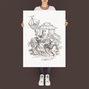 "L'Eau" - Vintage Etching från de fyra Inslag Poster