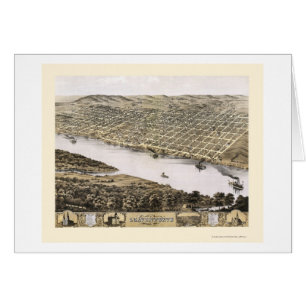 Leavenworth panorama- karta för KS - 1869 Hälsningskort