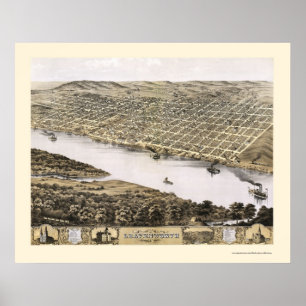 Leavenworth panorama- karta för KS - 1869 Poster