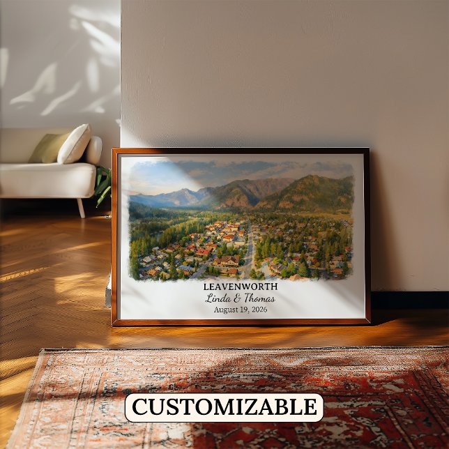 Leavenworth Washington Affisch, Akvarell, Anpassad Poster (Skapare uppladdad)