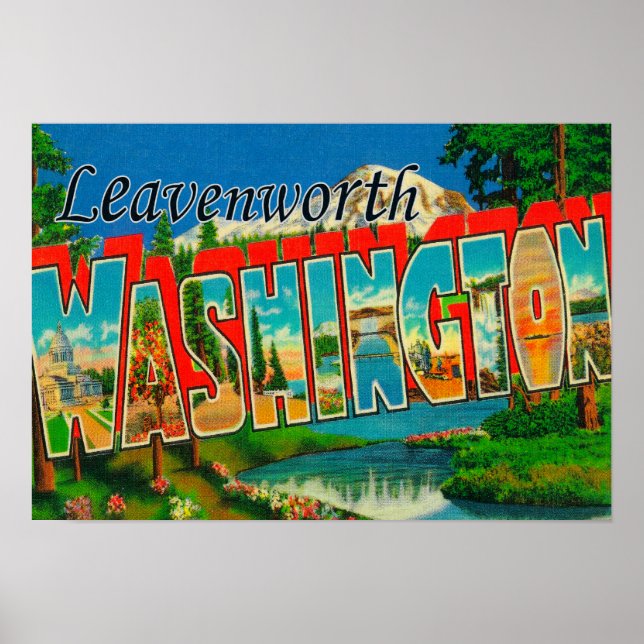 Leavenworth, Washington - Large Brev Scenes Poster (Framsidan)