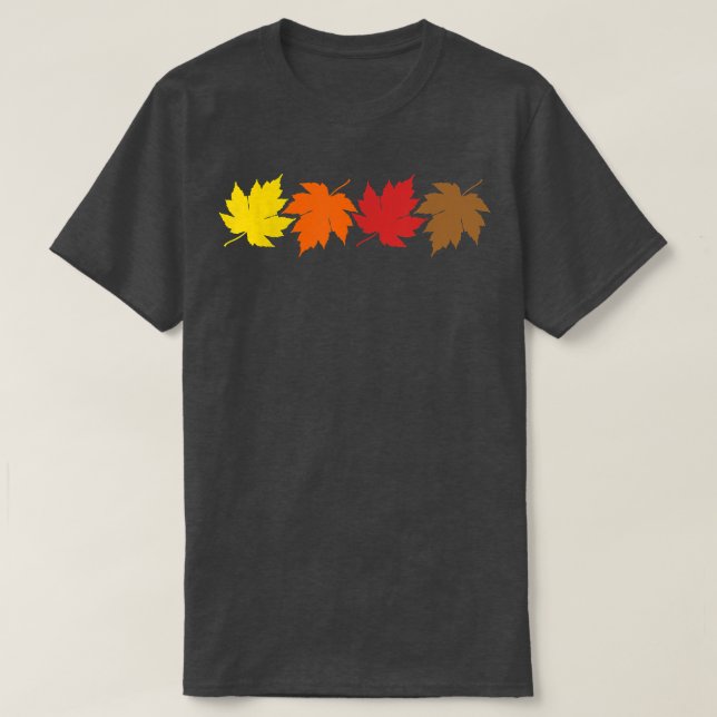 Leaves and October Autumn Men or Women Distressed  T Shirt (Design framsida)