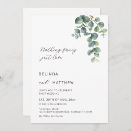 Leaves Greenery Watercolor Flowers Casual Wedding Inbjudningar