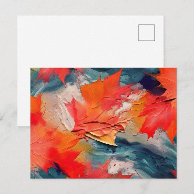 Leaves In The Wind – Abstract Autumn Motion Vykort (Fram/baksida)