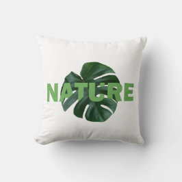 leaves monstera on white throw pillow kudde