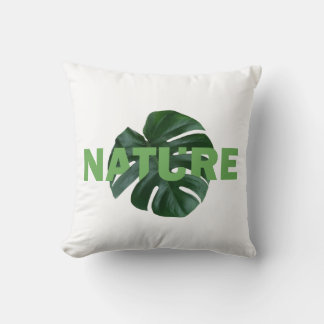 leaves monstera on white  throw pillow kudde