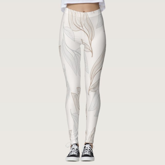 Leaves vackra Wallpaper Pattern royalty free ve Leggings (Framsida)