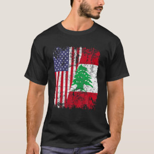 LEBANESE ROOTS Halamerikanska Flagga LEBANON T Shi T Shirt