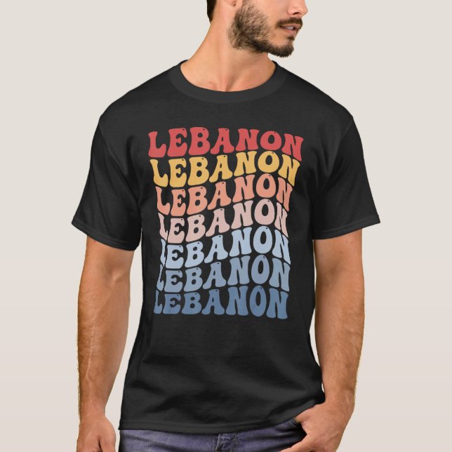 Lebanon Groovy Retro Lebanese T Shirt (Framsida)