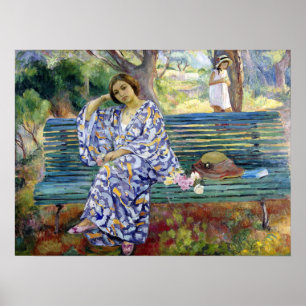 Lebasque - Young Woman som sitter på en bench 1911 Poster