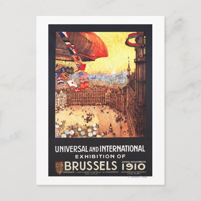 Lebaudy Airship med Världs flaggor på Expo Vykort (Framsida)