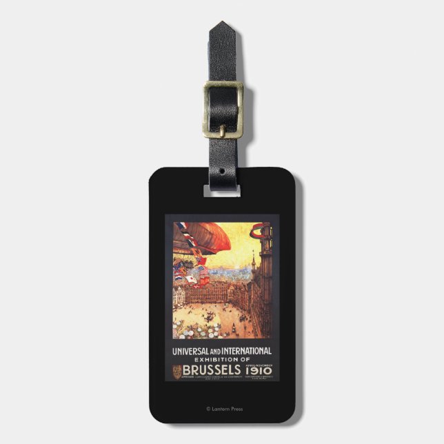 Lebaudy Airship med världs flaggor på expoen Bagagebricka (Vertikal Framsida)