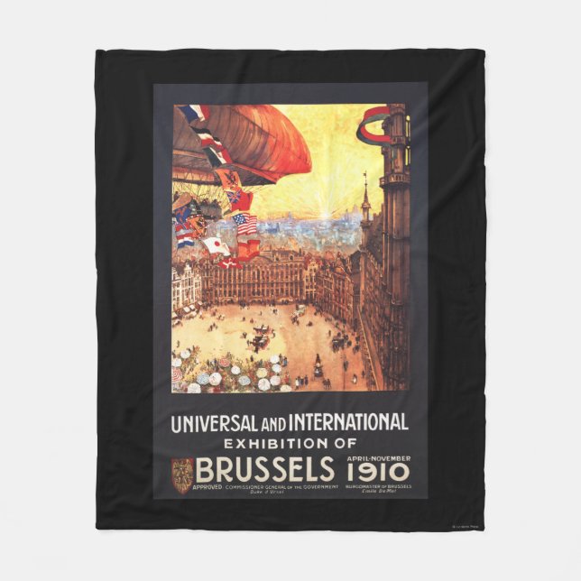 Lebaudy Airship med världs flaggor på expoen Fleecefilt (Framsidan)