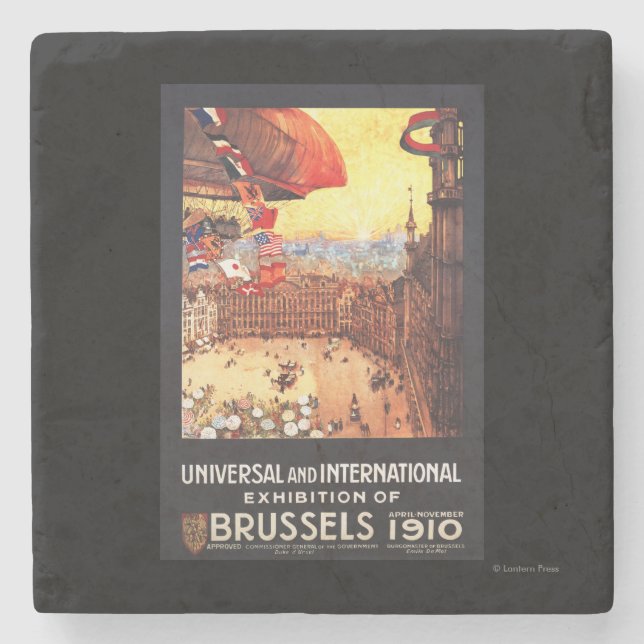 Lebaudy Airship med världs flaggor på expoen Underlägg Sten (Framsidan)